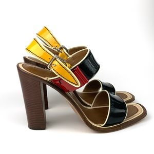PRADA, Patent Leather Strap with Block Heel